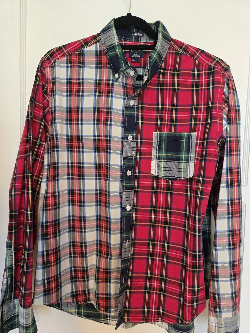 J Crew Button-Down Plaid Men’s Shirt - Red Multi Size Large